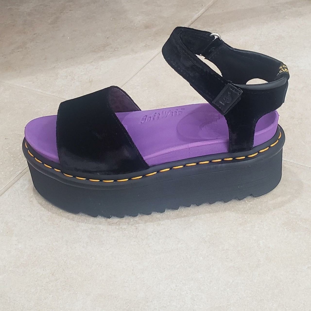 Dr. Martens Black and Purple Platform Sandals